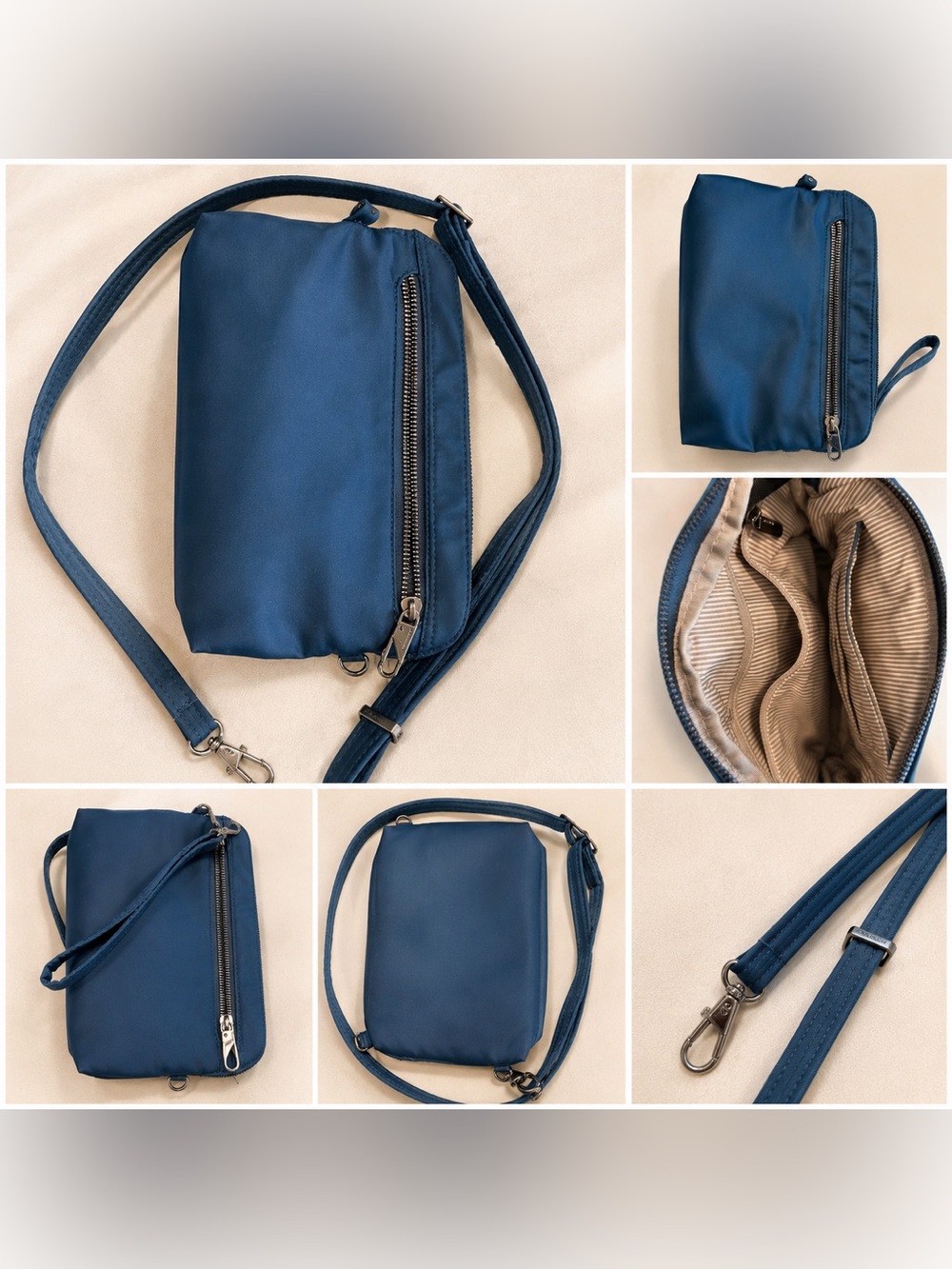 Travelon Blue Nylon Anti-Theft Crossbody / Travel Bag w/ RFID